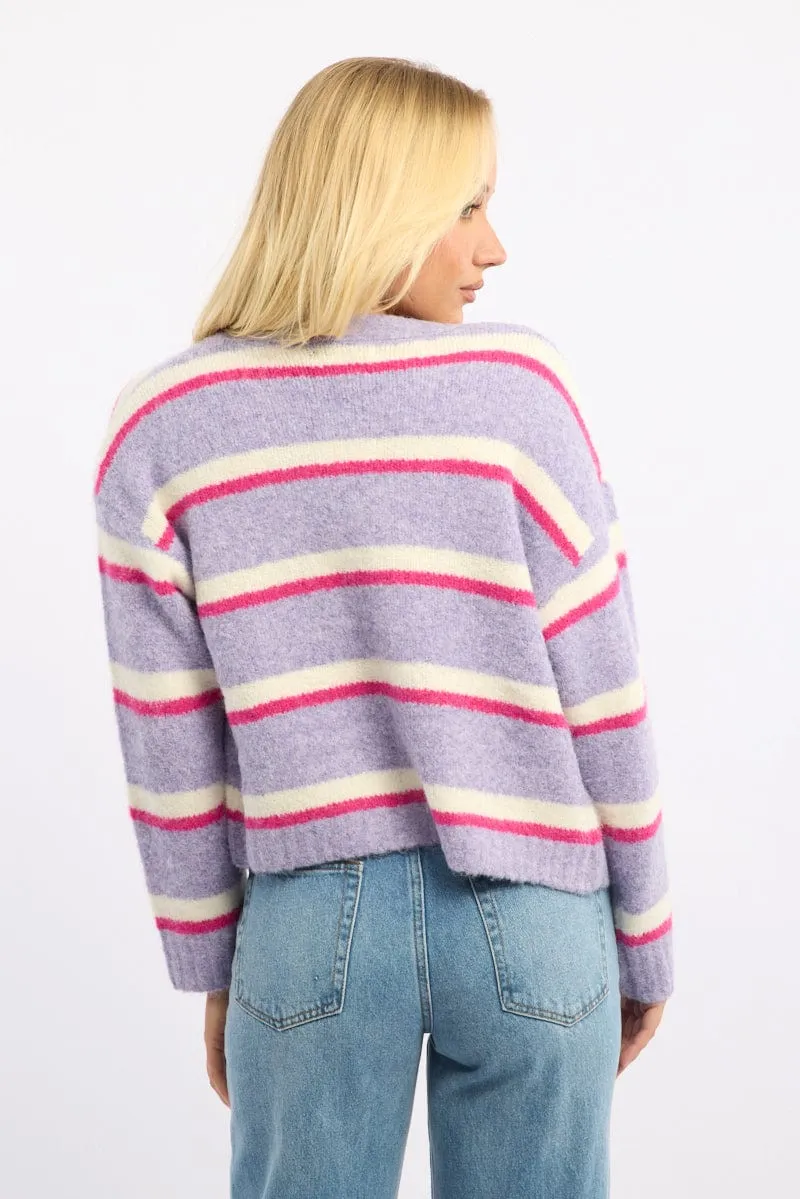 Multi Stripe Oversized Cardigan Striped V-neck sold by Ally Fashion product image thumbnail 4