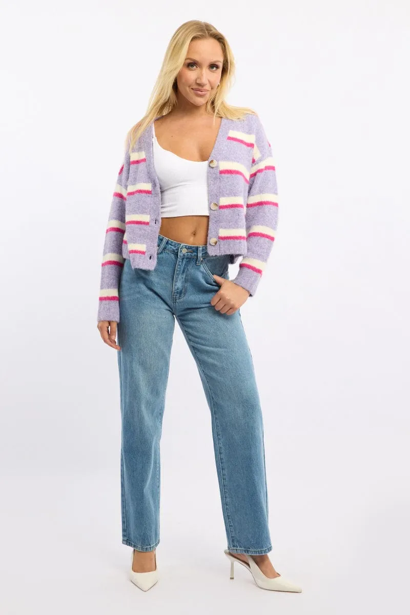 Multi Stripe Oversized Cardigan Striped V-neck sold by Ally Fashion product image thumbnail 2