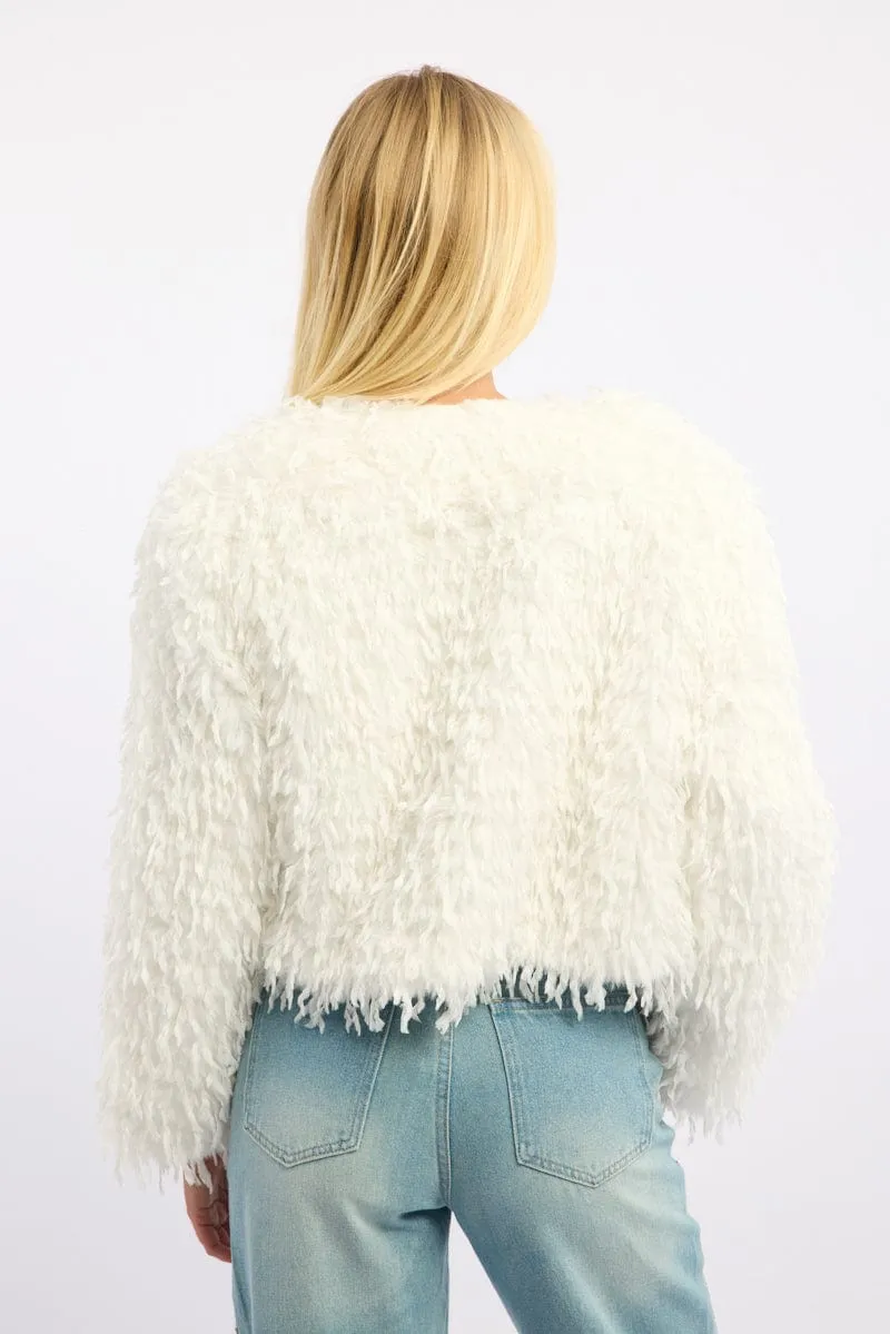 White Faux Fur Jacket sold by Ally Fashion product image thumbnail 4