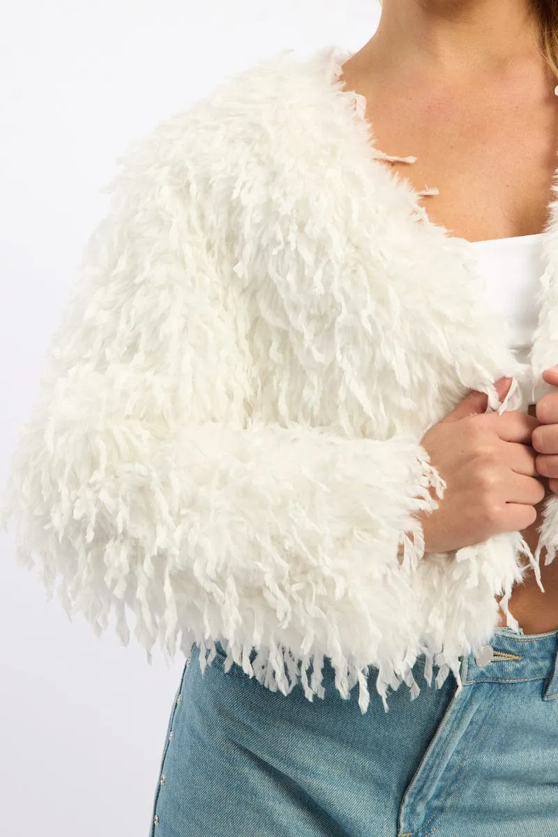 White Faux Fur Jacket sold by Ally Fashion product image thumbnail 5