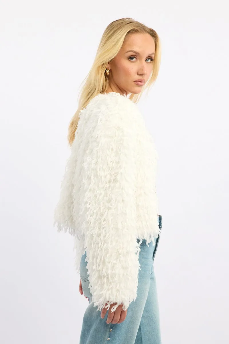 White Faux Fur Jacket sold by Ally Fashion product image thumbnail 3