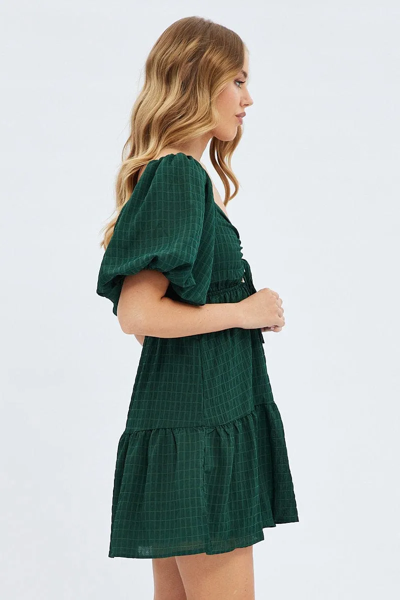 Green Fit And Flare Dress Mini Ruched Bust sold by Ally Fashion product image thumbnail 4