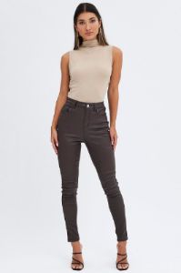 Beige Top Sleeveless Cowl Neck Rib sold by Ally Fashion