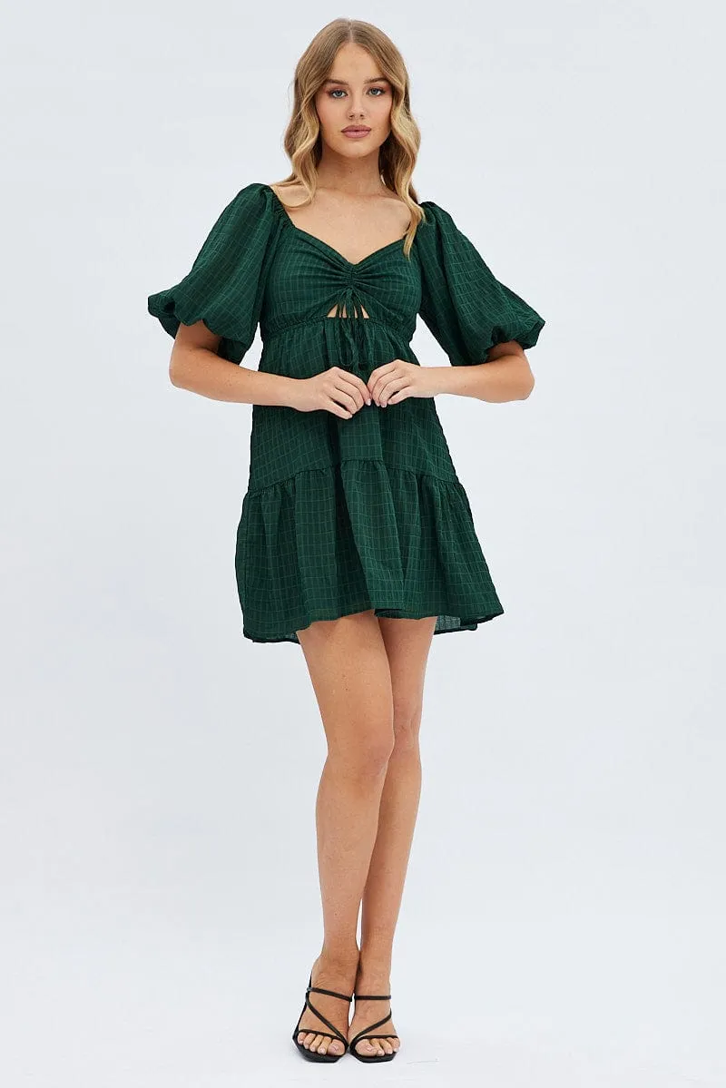 Green Fit And Flare Dress Mini Ruched Bust sold by Ally Fashion product image thumbnail 2