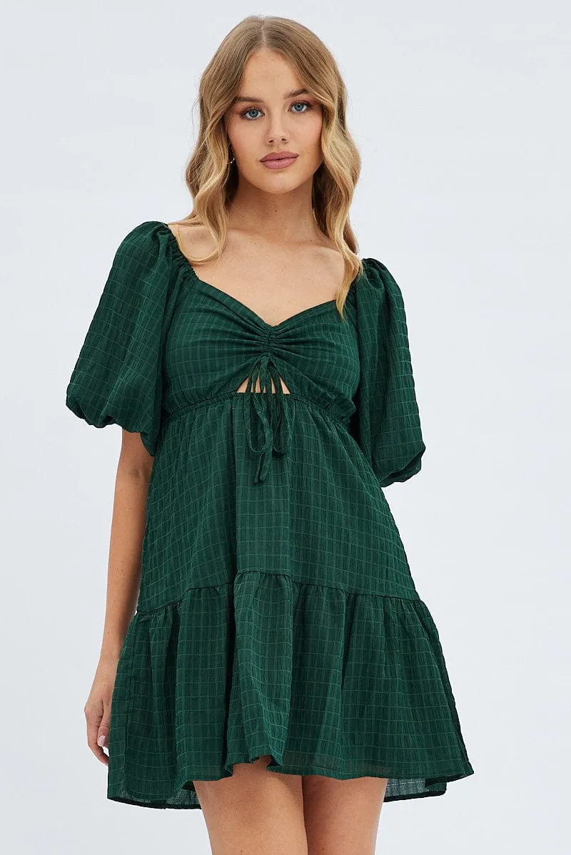 Green Fit And Flare Dress Mini Ruched Bust sold by Ally Fashion product image thumbnail 3
