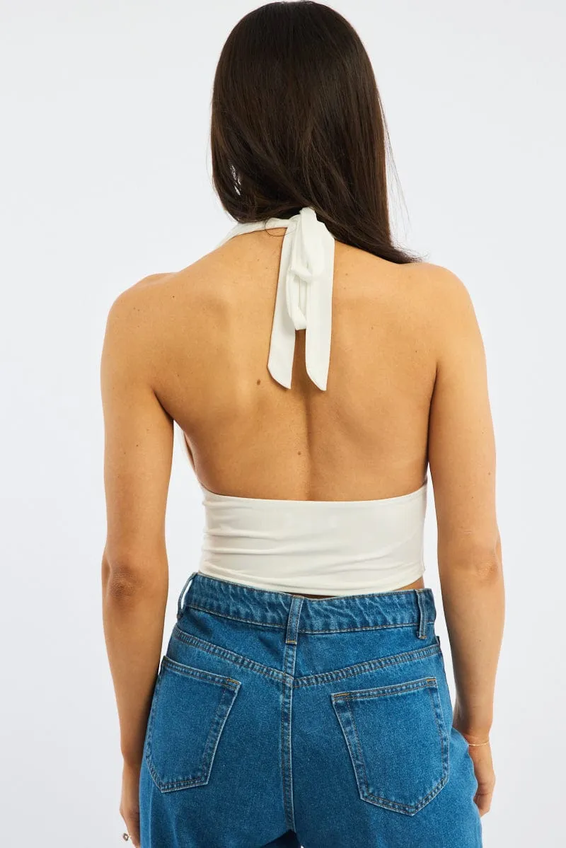 White Cowl Neck Top Backless sold by Ally Fashion product image thumbnail 4