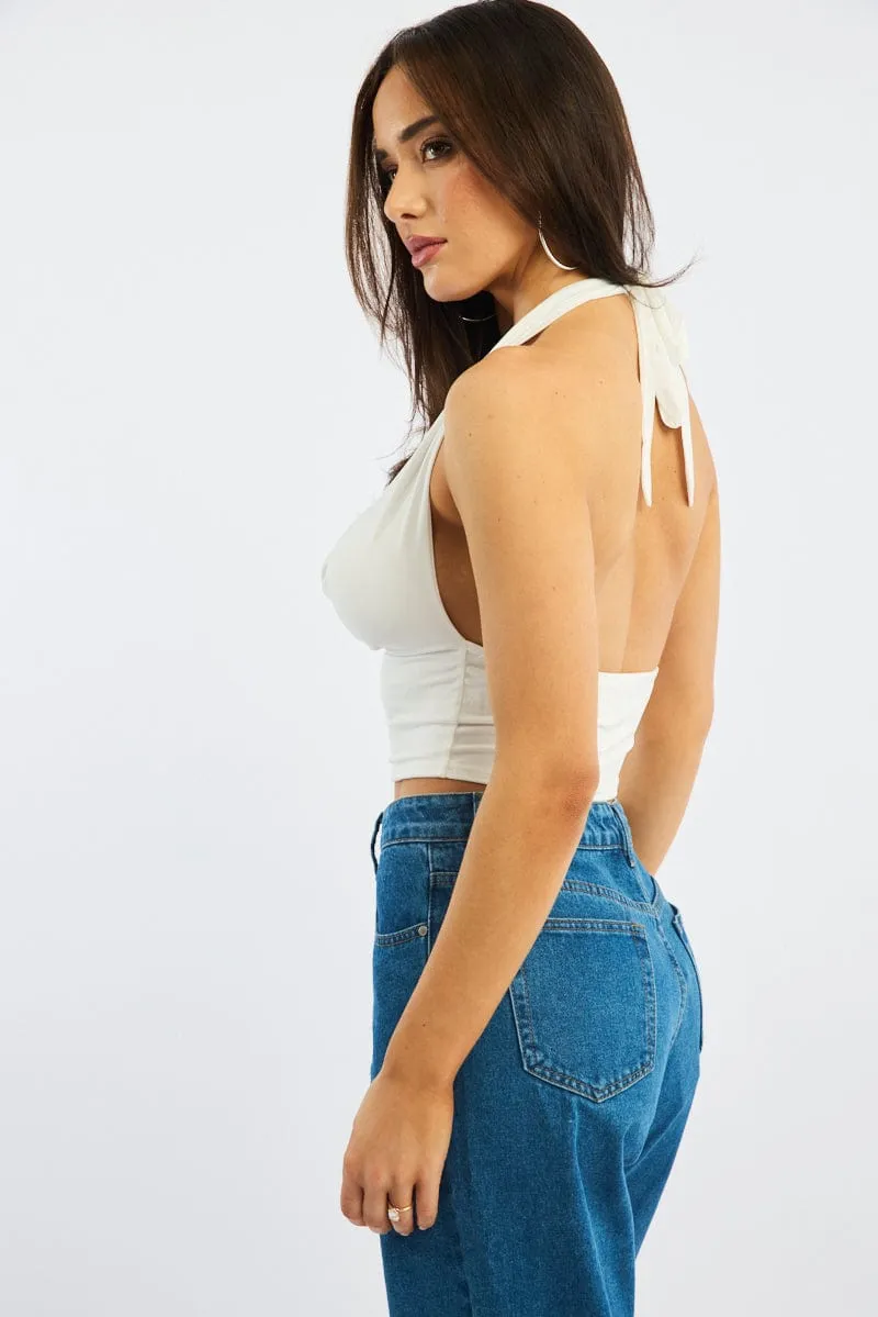 White Cowl Neck Top Backless sold by Ally Fashion product image thumbnail 3