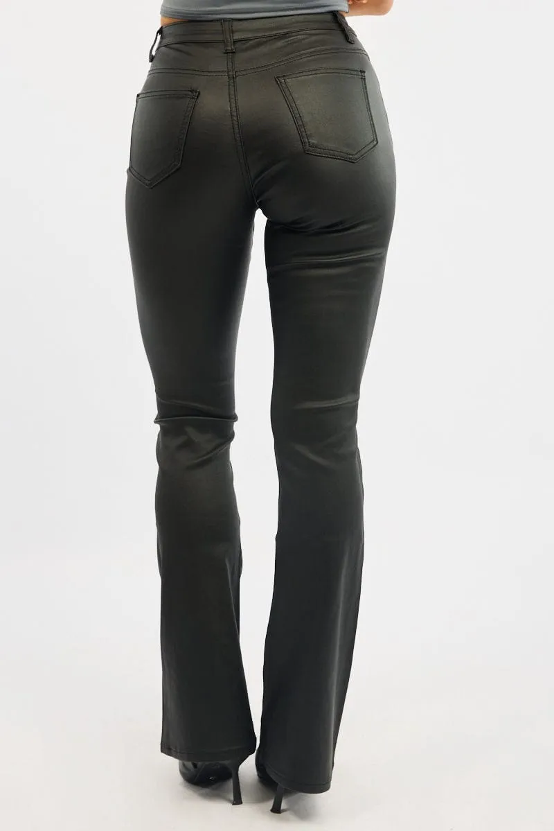 Black Flare Jeans High Rise Wet Look sold by Ally Fashion product image thumbnail 4