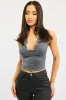 Grey Cowl Neck Top Backless sold by Ally Fashion