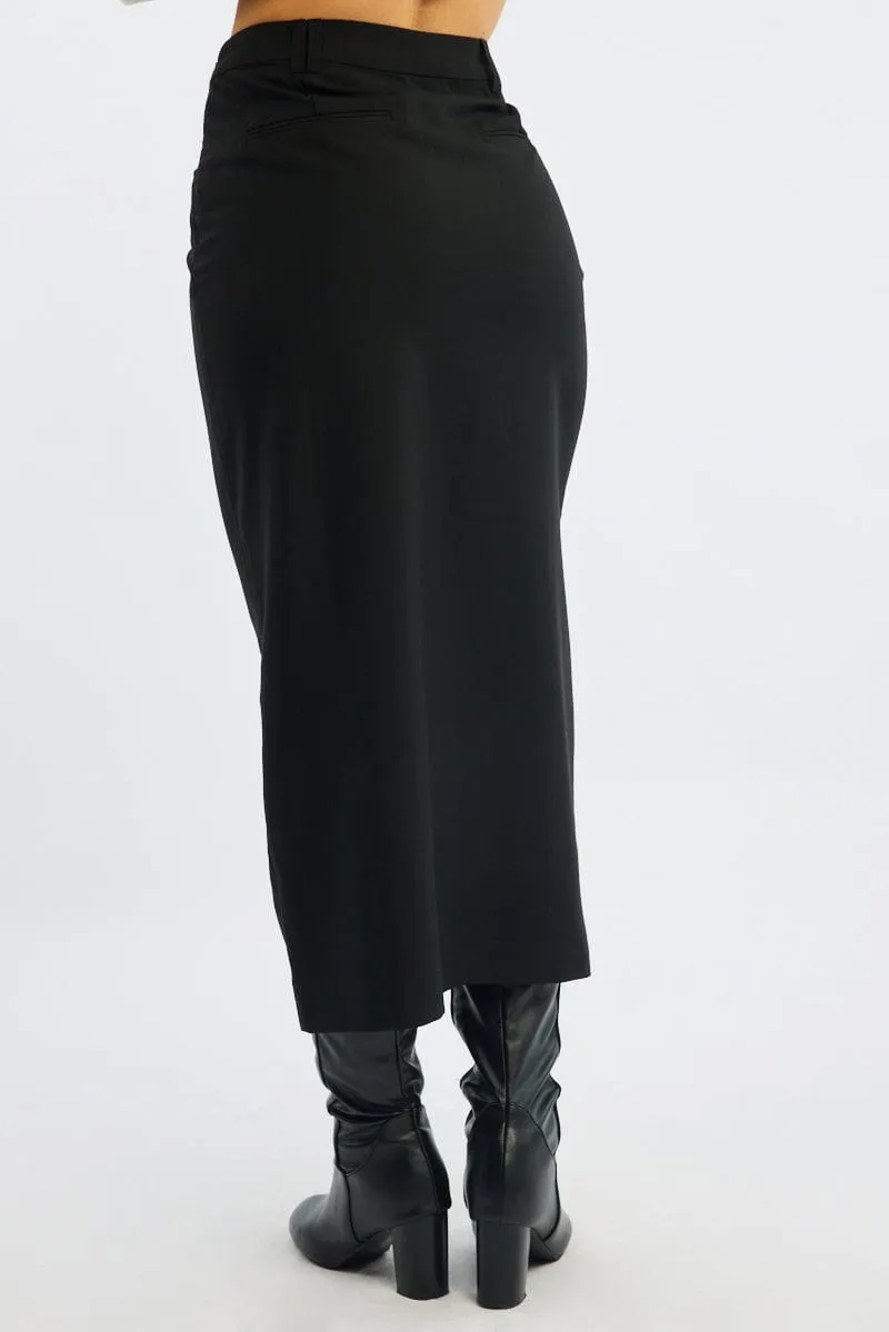 Black Crossover Midaxi Skirt Mid Waisted Pocket Detail sold by Ally Fashion product image thumbnail 5