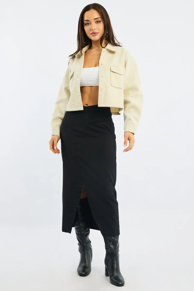 Black Crossover Midaxi Skirt Mid Waisted Pocket Detail sold by Ally Fashion product image thumbnail 3