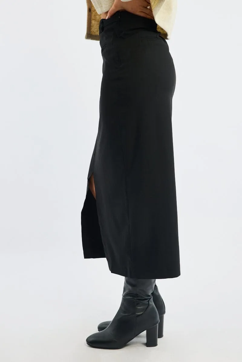 Black Crossover Midaxi Skirt Mid Waisted Pocket Detail sold by Ally Fashion product image thumbnail 4
