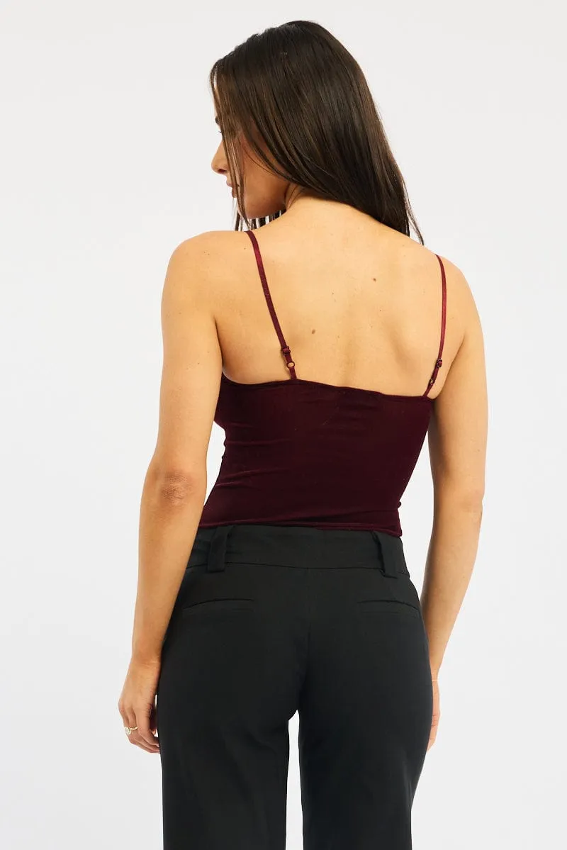 Red Singlet Bodysuit Velvet sold by Ally Fashion product image thumbnail 4