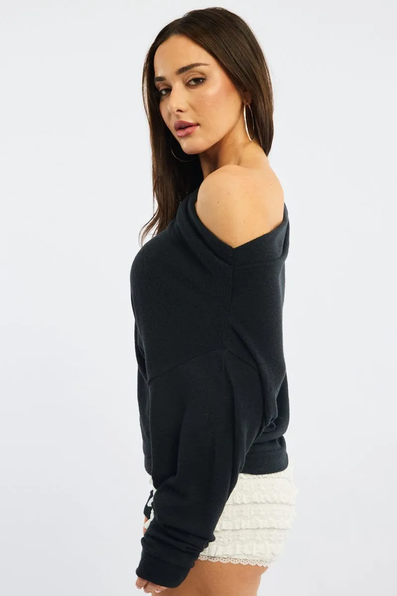 Black Off Shoulder Top Long Sleeve sold by Ally Fashion product image thumbnail 4