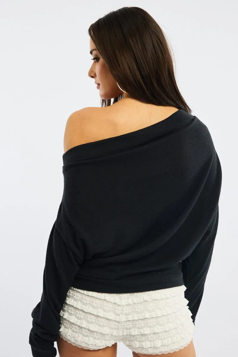 Black Off Shoulder Top Long Sleeve sold by Ally Fashion product image thumbnail 5