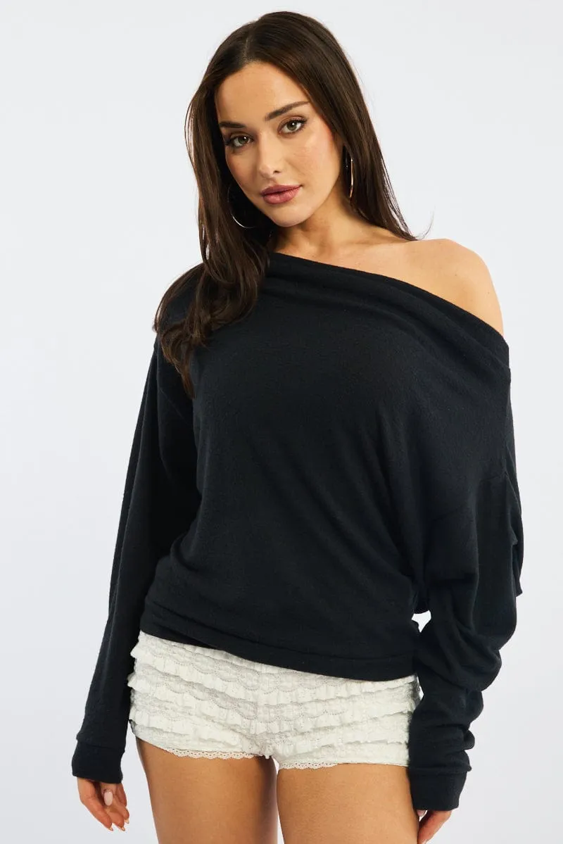 Black Off Shoulder Top Long Sleeve sold by Ally Fashion product image thumbnail 2