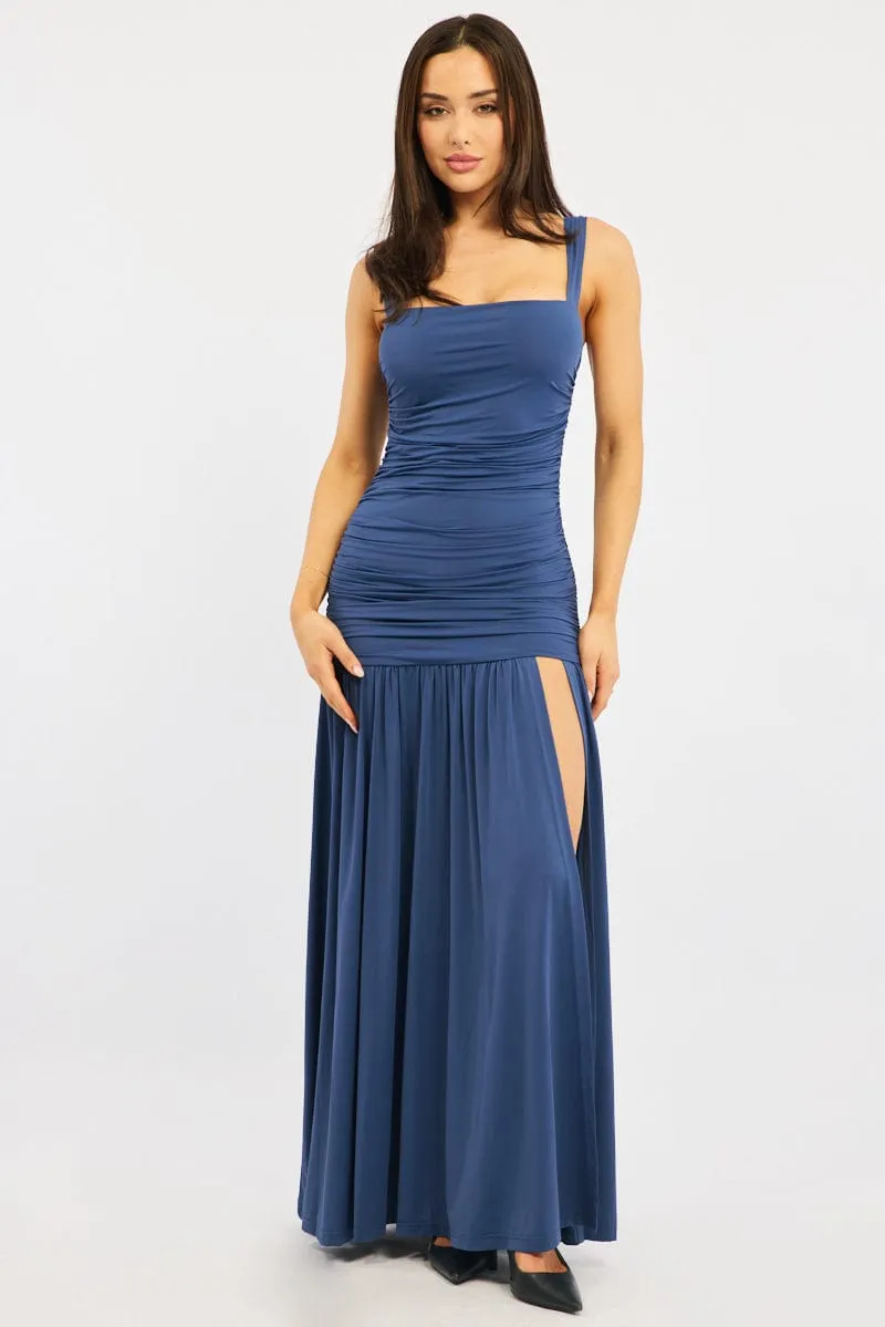 Blue Maxi Dress Front Split sold by Ally Fashion