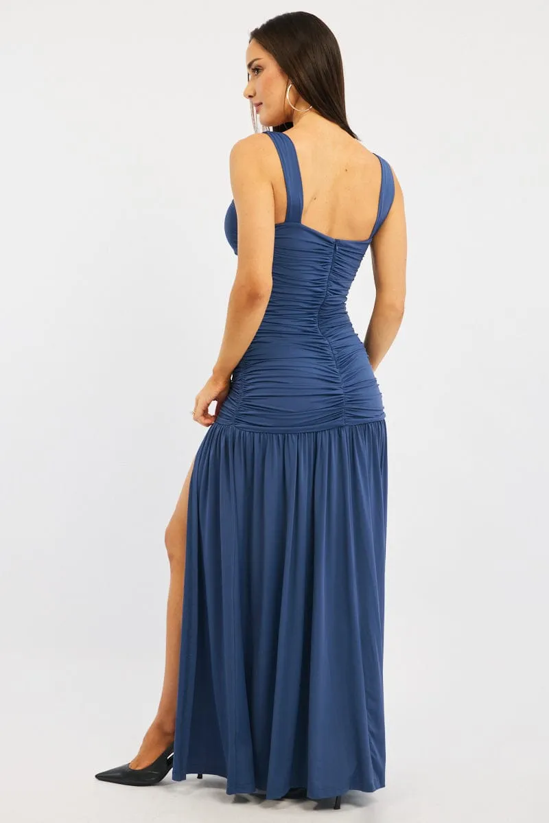 Blue Maxi Dress Front Split sold by Ally Fashion product image thumbnail 3