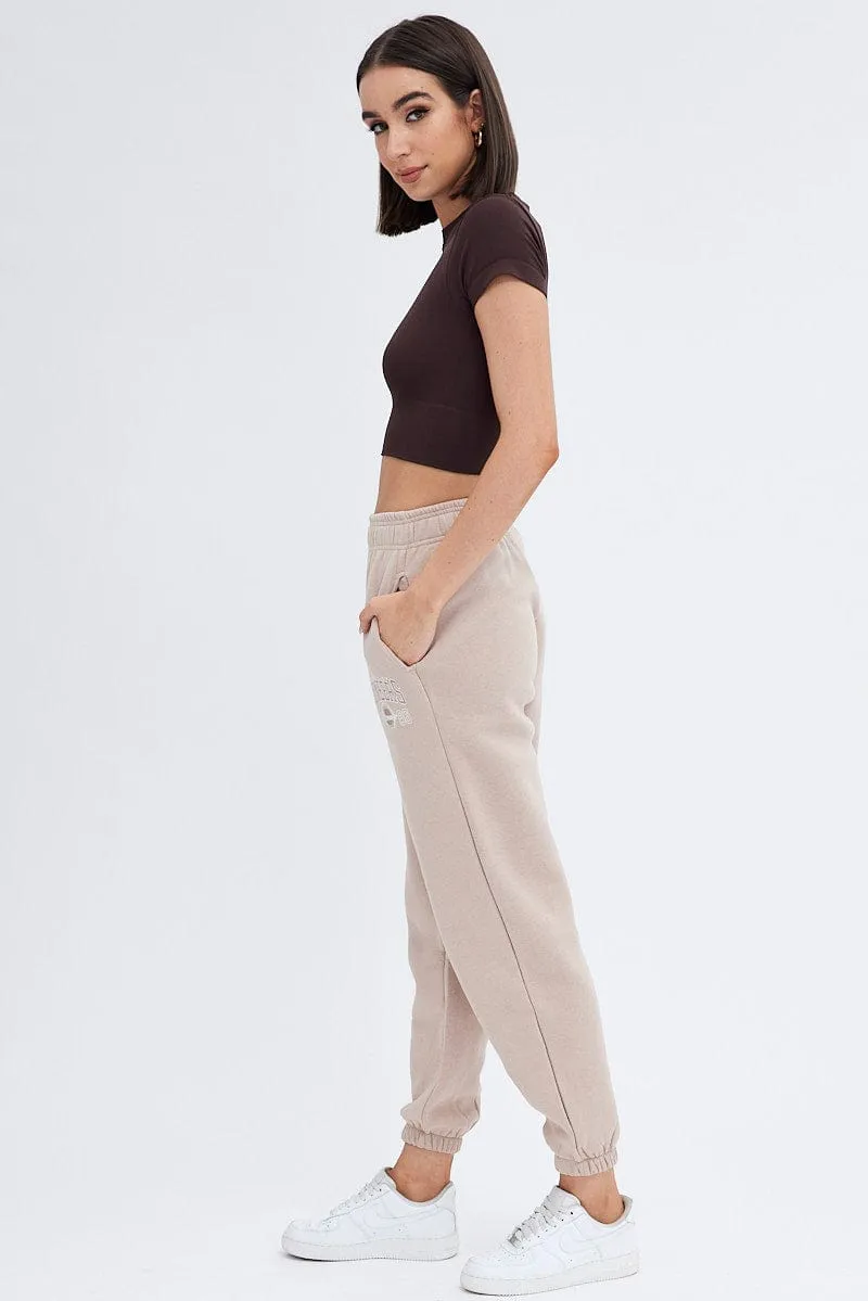 Brown Track Pants High Rise Jogger sold by Ally Fashion product image thumbnail 4