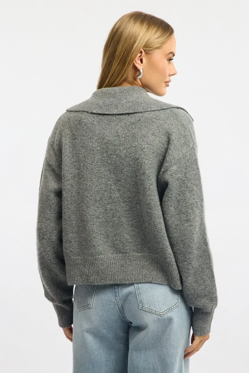 Grey Collar Knit Cardigan sold by Ally Fashion product image thumbnail 4