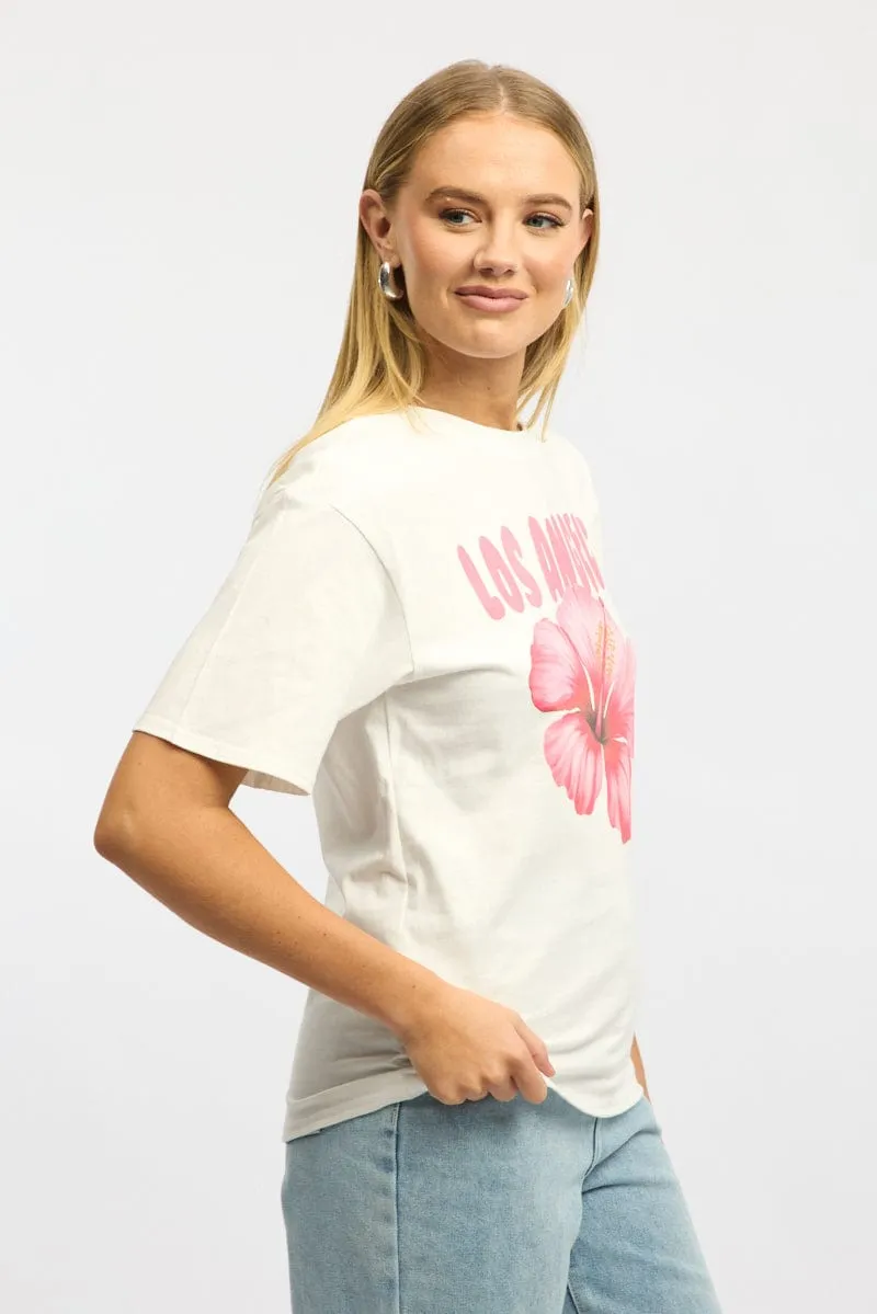 White Graphic Tee Short Sleeve sold by Ally Fashion product image thumbnail 3