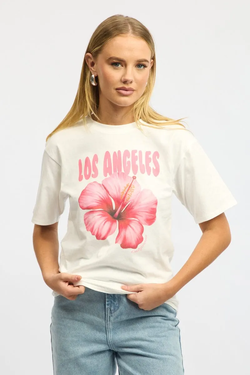 White Graphic Tee Short Sleeve sold by Ally Fashion