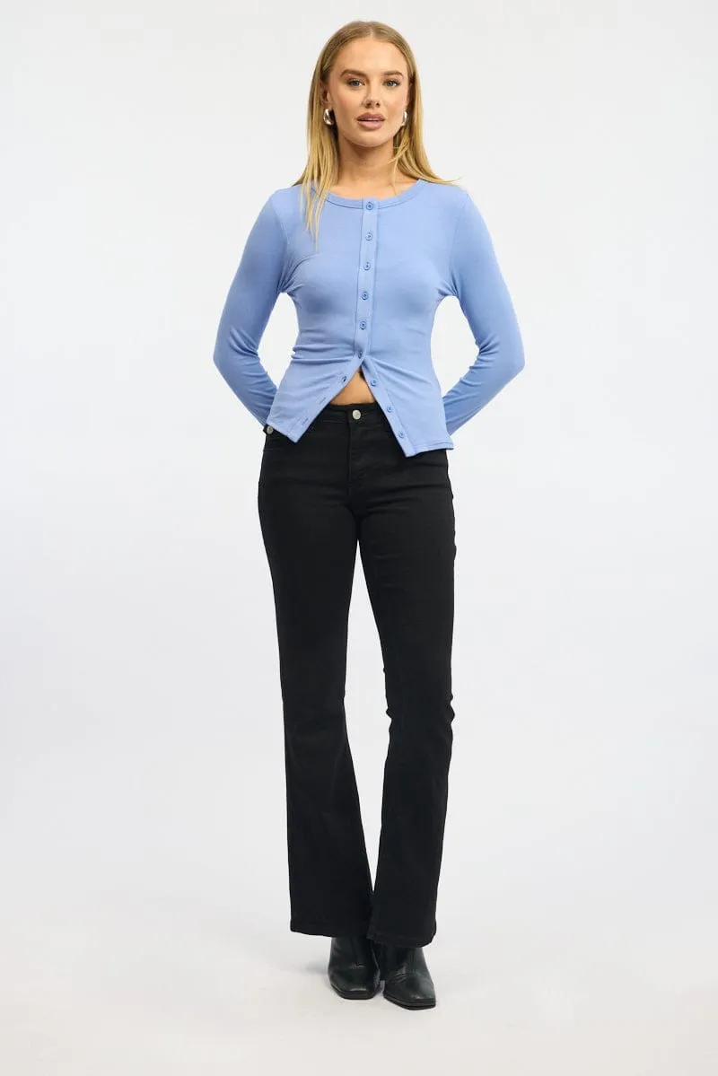 Blue Button Front Top Long Sleeve sold by Ally Fashion product image thumbnail 2