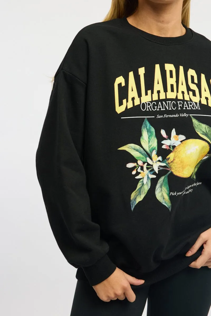 Black Graphic Sweater Long Sleeve sold by Ally Fashion product image thumbnail 5