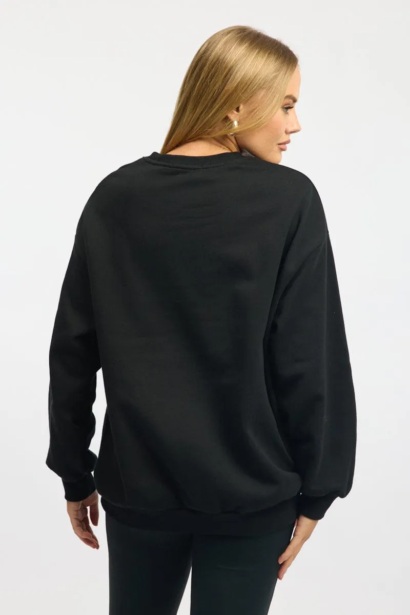 Black Graphic Sweater Long Sleeve sold by Ally Fashion product image thumbnail 4