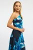 Blue Floral One Shoulder Dress Mesh sold by Ally Fashion