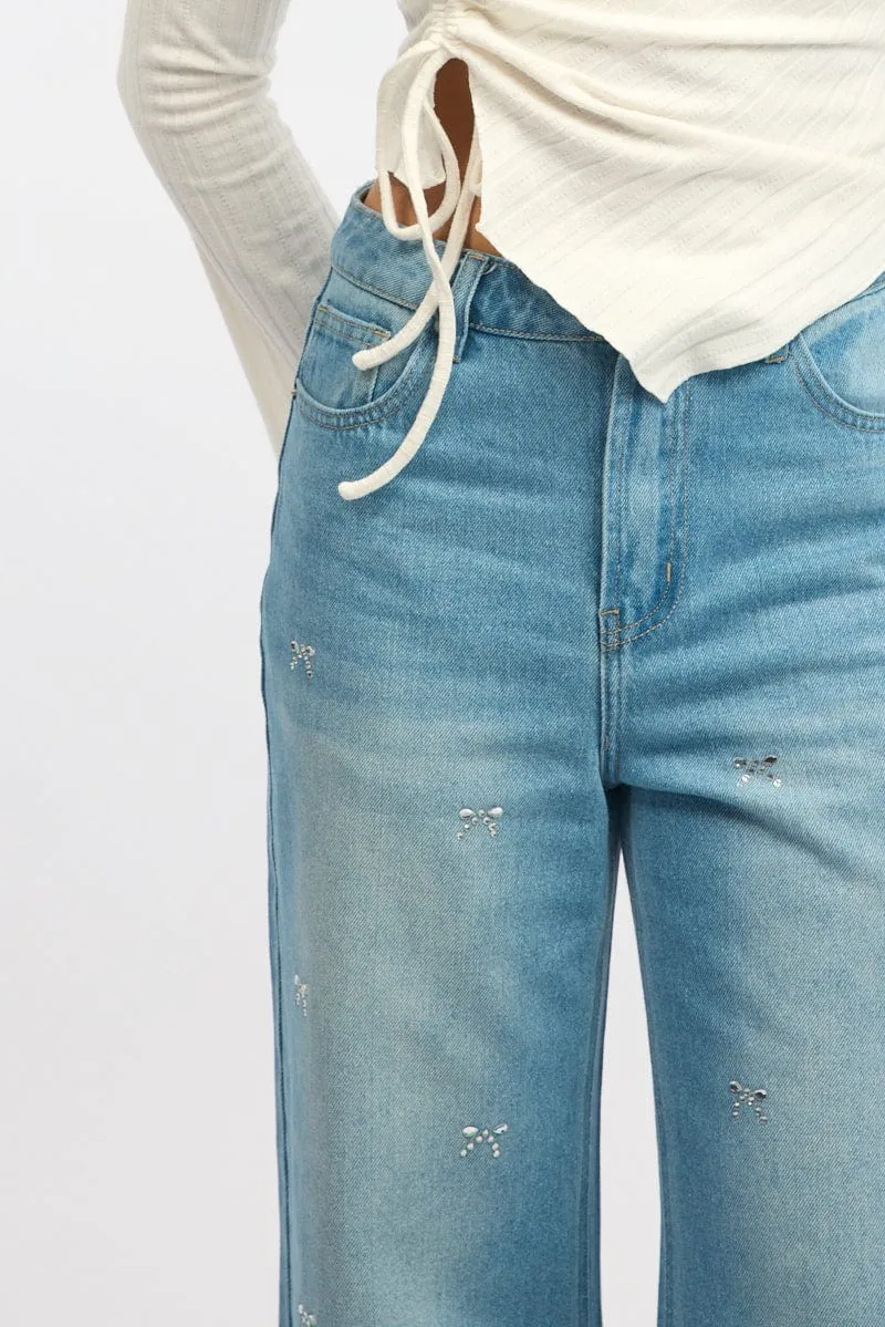 Denim Wide Leg Jeans Mid Rise sold by Ally Fashion product image thumbnail 5