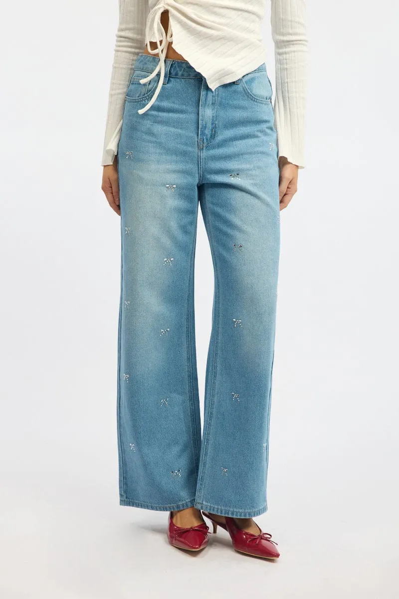 Denim Wide Leg Jeans Mid Rise sold by Ally Fashion product image thumbnail 2