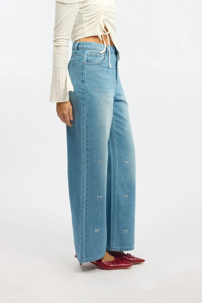 Denim Wide Leg Jeans Mid Rise sold by Ally Fashion product image thumbnail 3