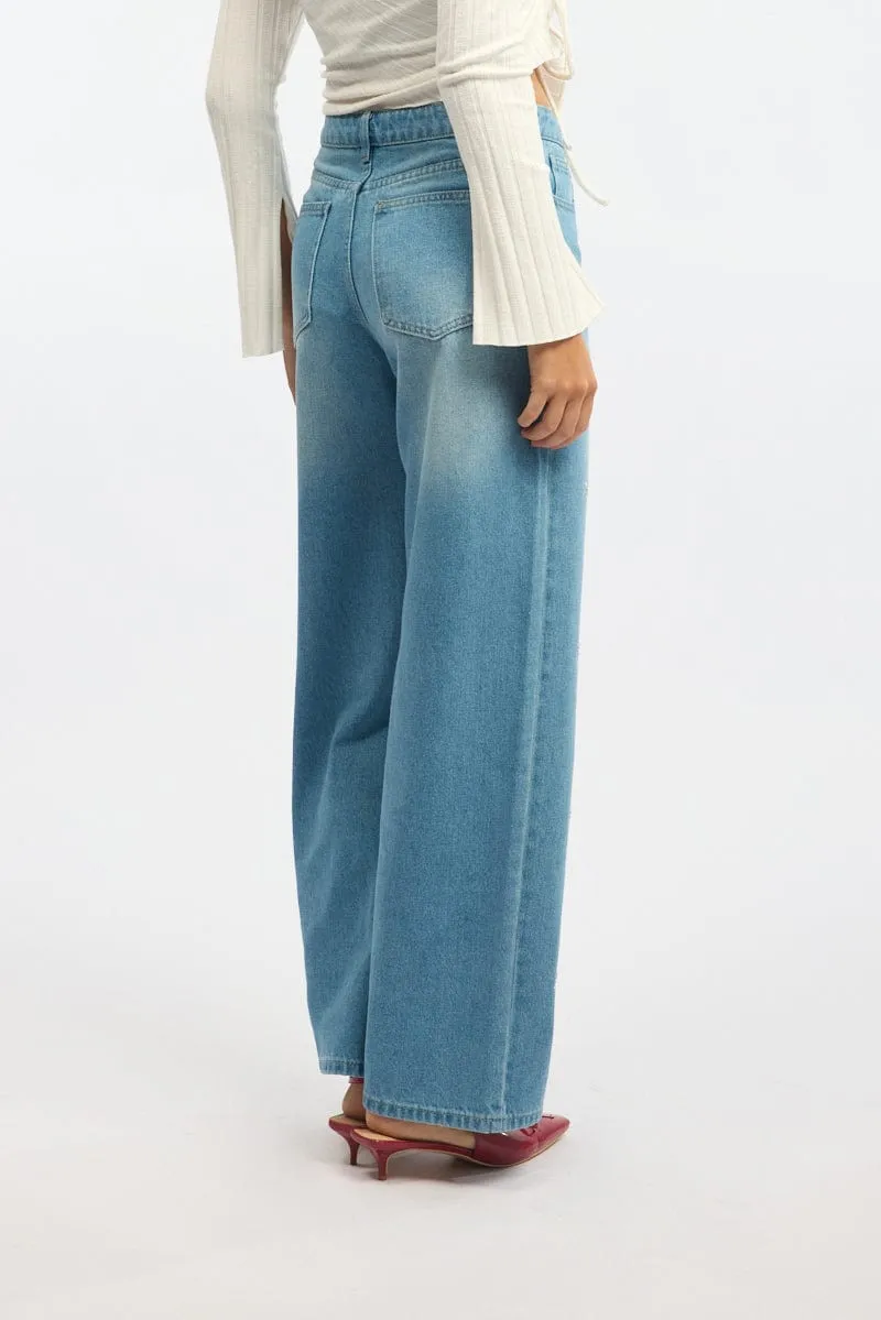Denim Wide Leg Jeans Mid Rise sold by Ally Fashion product image thumbnail 4