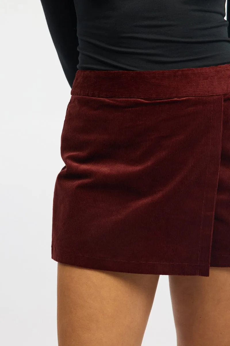 Red Skort Mini Corduroy Skirt sold by Ally Fashion product image thumbnail 5