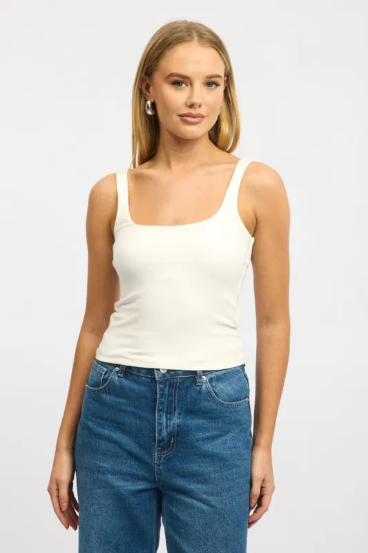 White Tank Top Double Layered Rib sold by Ally Fashion