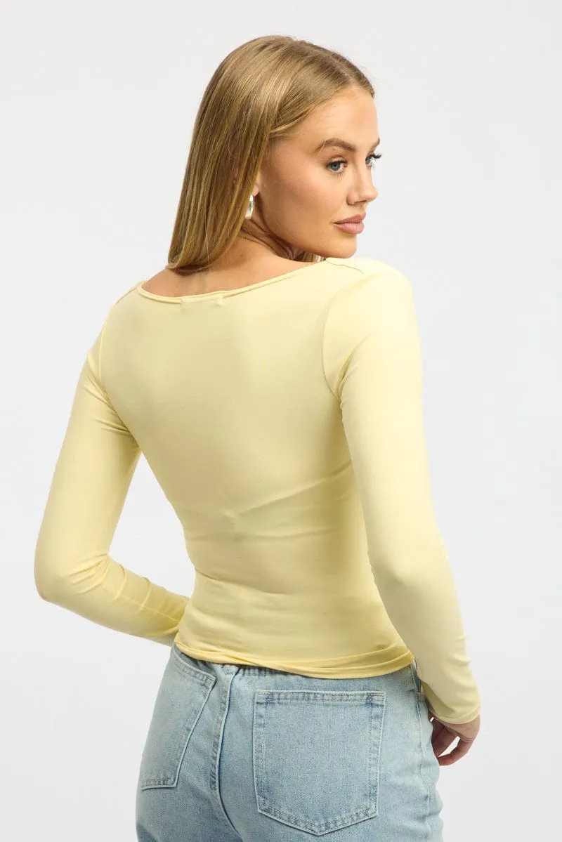 Yellow Supersoft Top Long Sleeve Cross Over sold by Ally Fashion product image thumbnail 5