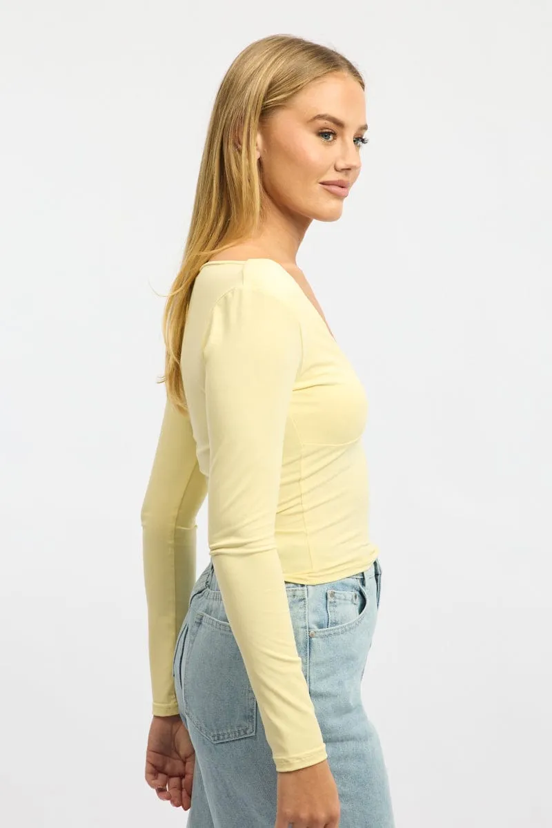 Yellow Supersoft Top Long Sleeve Cross Over sold by Ally Fashion product image thumbnail 4