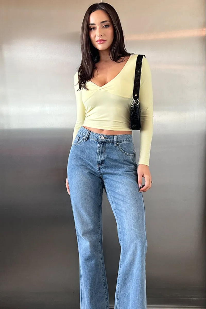 Yellow Supersoft Top Long Sleeve Cross Over sold by Ally Fashion