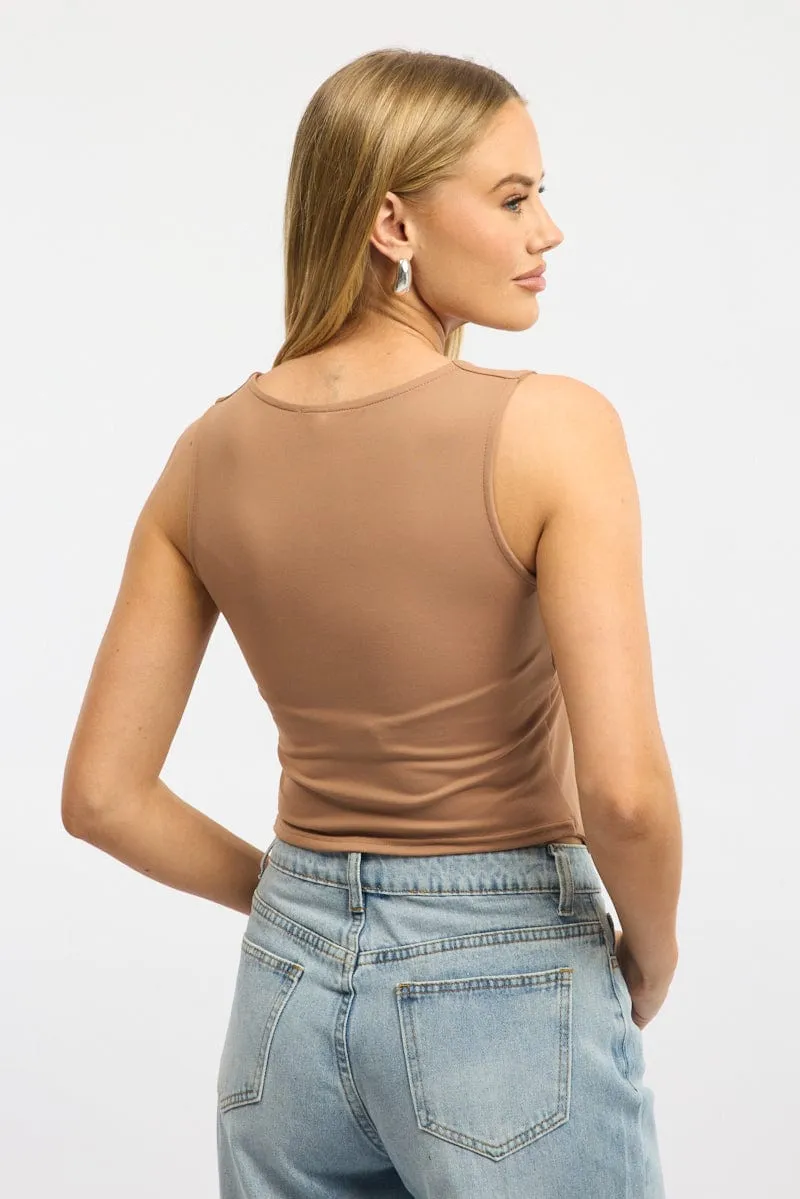 Brown Crossover Top Sleeveless sold by Ally Fashion product image thumbnail 4