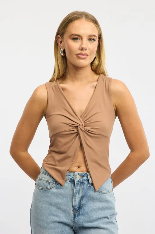 Brown Crossover Top Sleeveless sold by Ally Fashion