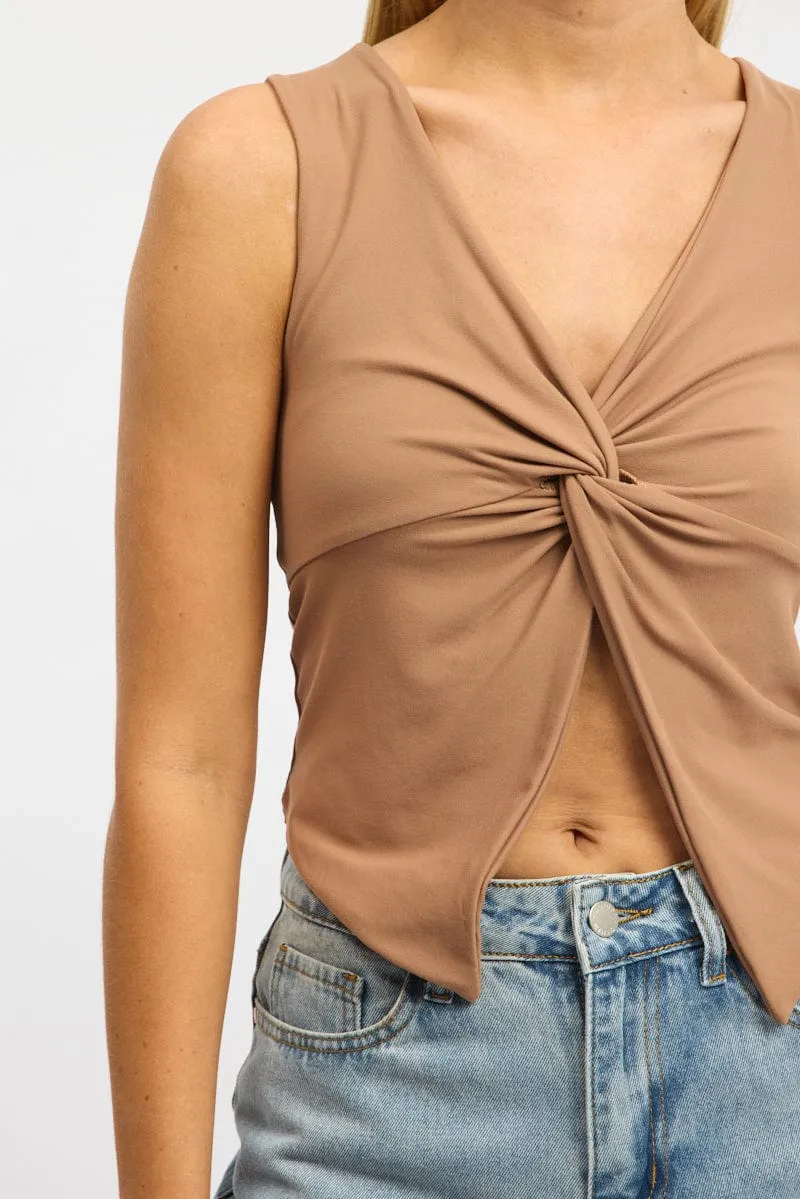 Brown Crossover Top Sleeveless sold by Ally Fashion product image thumbnail 5