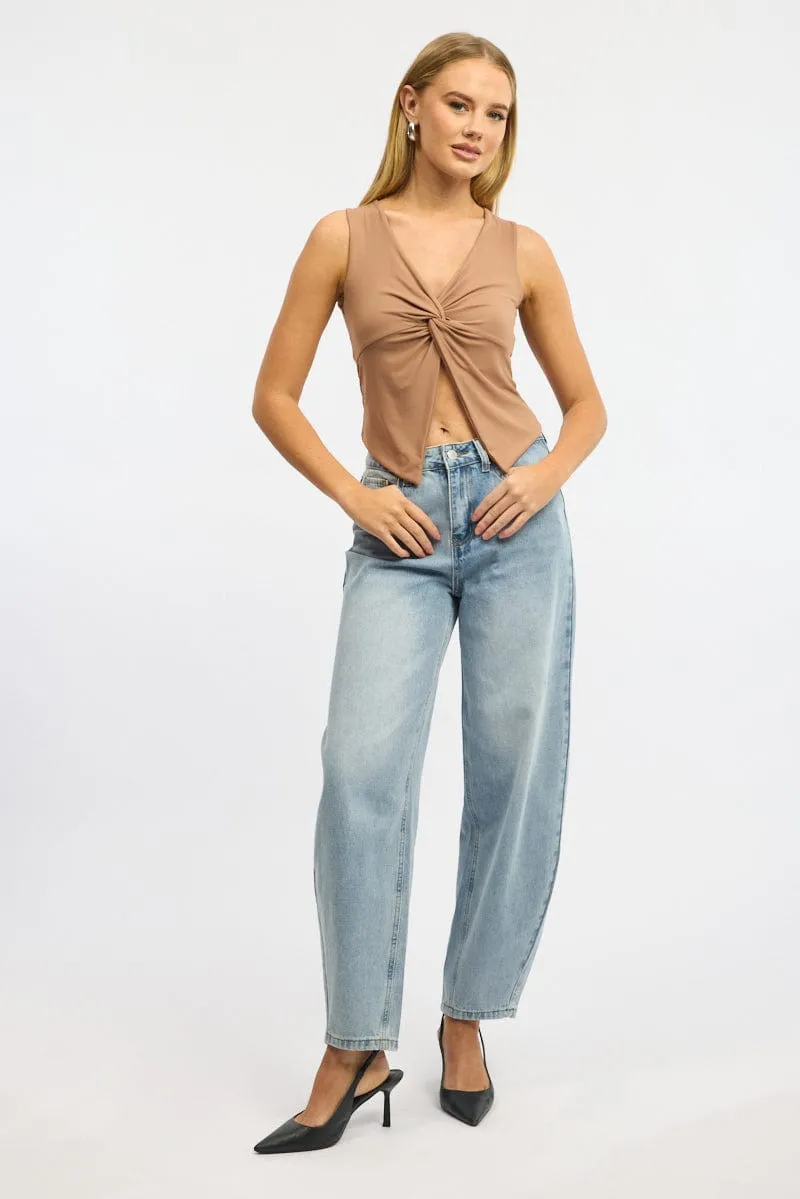 Brown Crossover Top Sleeveless sold by Ally Fashion product image thumbnail 2