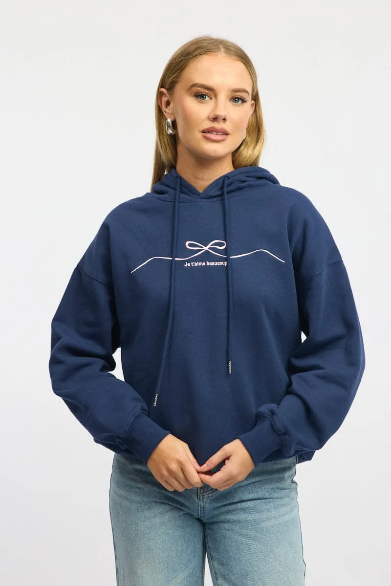 Blue Graphic Hoodie sold by Ally Fashion