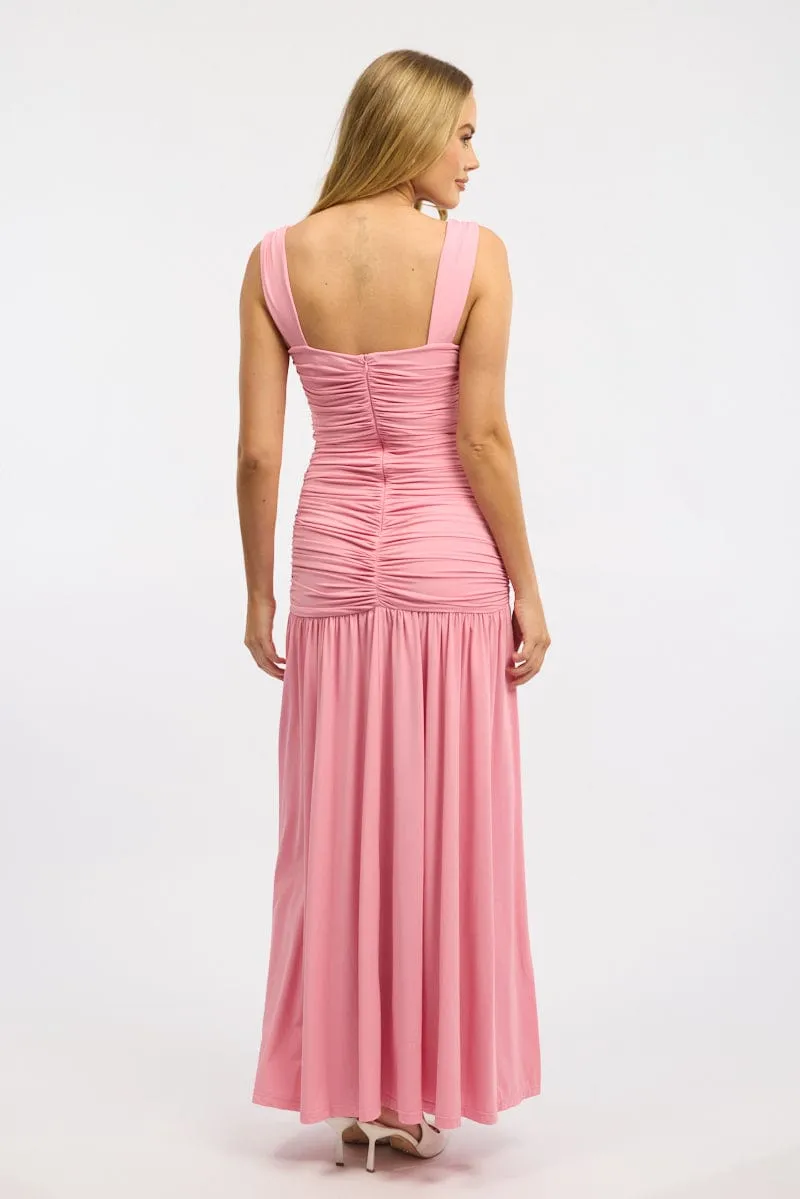 Pink Maxi Dress Front Split sold by Ally Fashion product image thumbnail 4