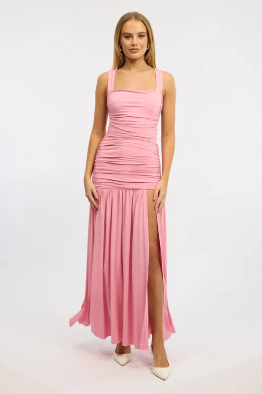 Pink Maxi Dress Front Split sold by Ally Fashion