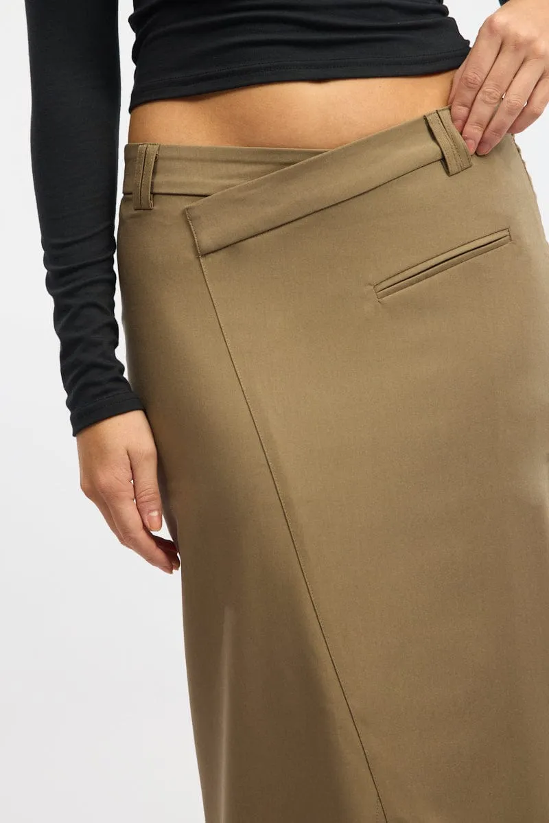 Beige Crossover Midaxi Skirt Mid Waisted Pocket Detail sold by Ally Fashion product image thumbnail 5