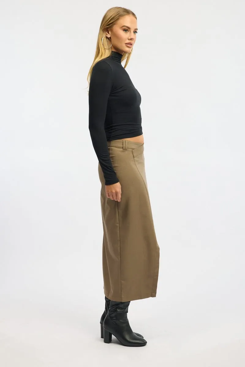 Beige Crossover Midaxi Skirt Mid Waisted Pocket Detail sold by Ally Fashion product image thumbnail 3