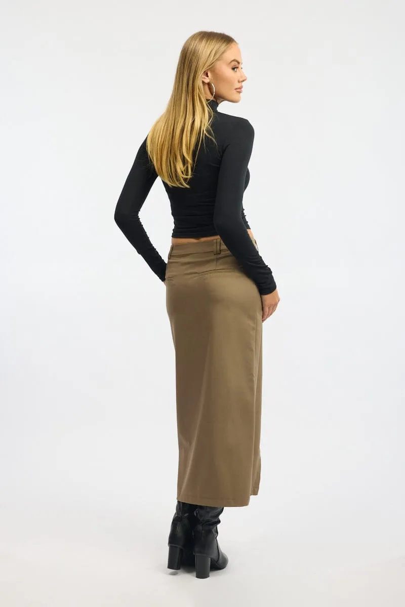 Beige Crossover Midaxi Skirt Mid Waisted Pocket Detail sold by Ally Fashion product image thumbnail 4