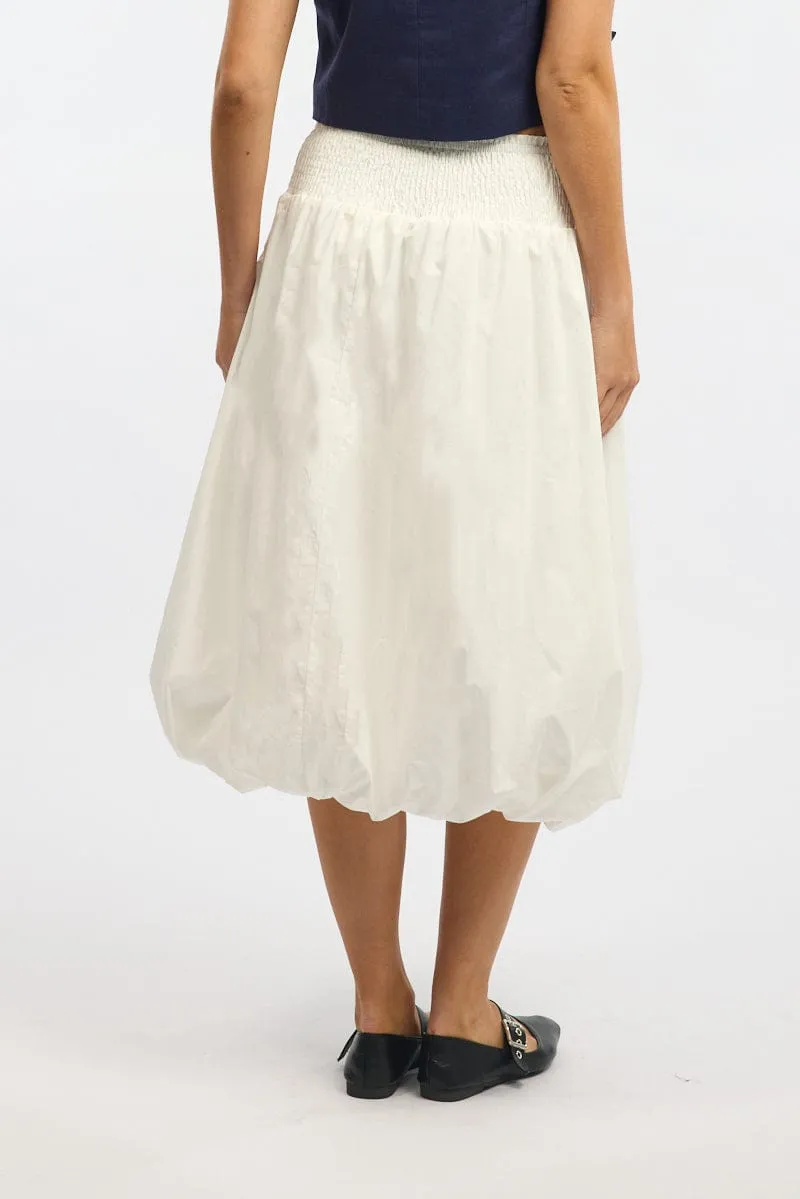 White Balloon Skirt Shirred Waist Maxi sold by Ally Fashion product image thumbnail 4